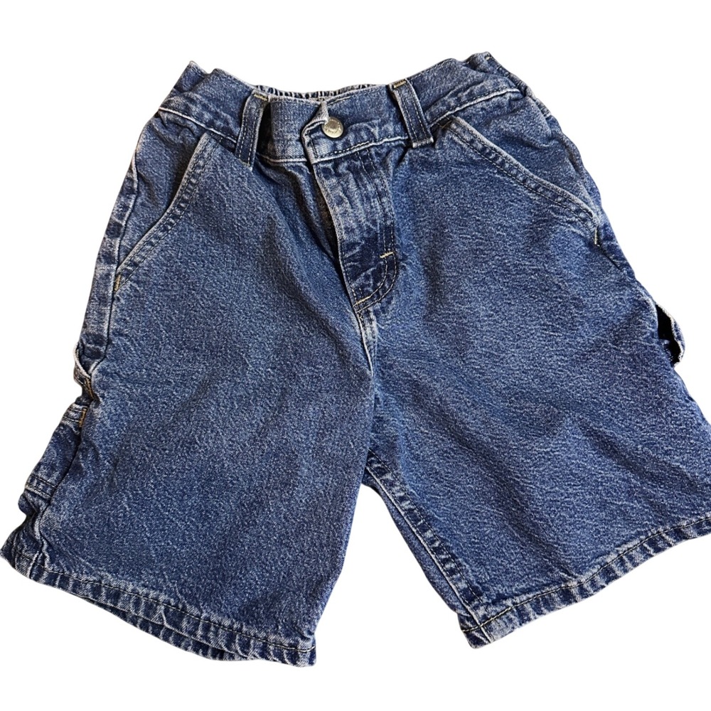 Vtg Wrangler Carpenter Jean Shorts Denim Y2K 90s Utility Hammer Loop Youth 7